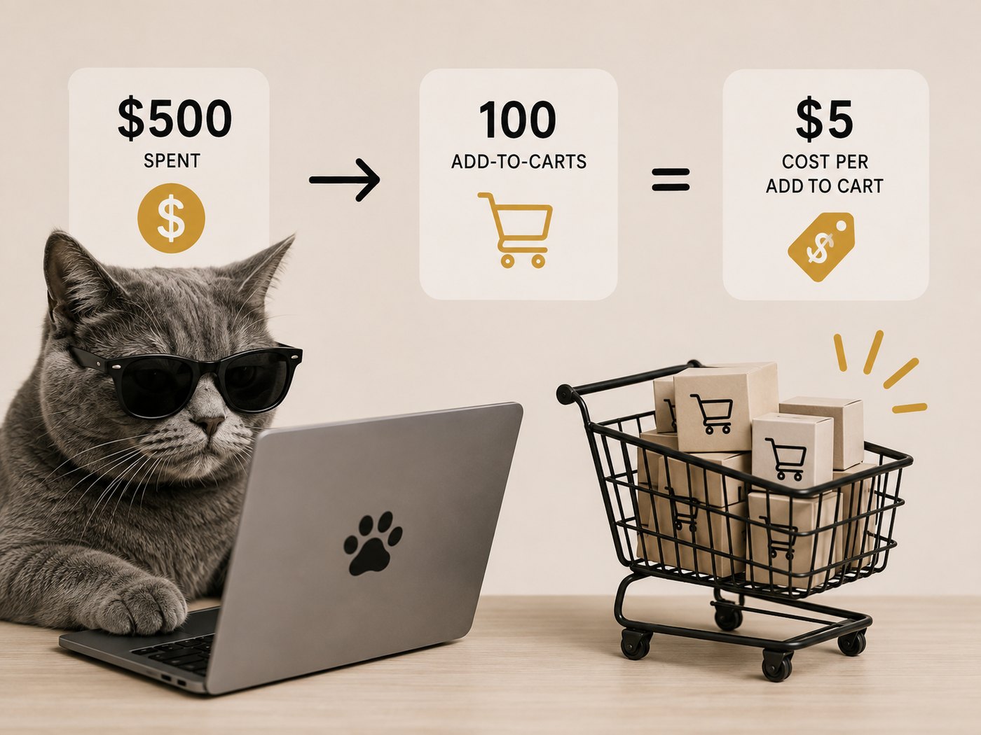 Spend $500 and get 100 add-to-carts — a $5 cost per add to cart.